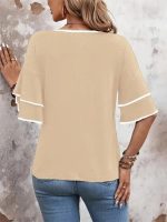 Kadın Kısa Kollu V Yakalı Viskon Bluz - Görsel 3