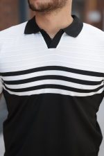 Erkek çizgi Desenli Yakalı Kısa Kollu T-shirt - Görsel 3