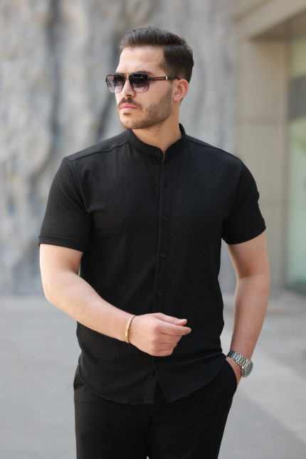 Erkek Hakim Yaka Kısa Kollu Gömlek