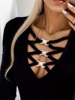 Kadın Uzun Kollu Yakadan çapraz Detaylı Kaşkorse Bluz - Görsel 3