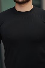 Erkek Kısa Kollu çizgi Kabartma Detaylı T-shirt - Görsel 3