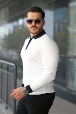 Erkek Kol Ve Yaka Detaylı Uzun Kollu Triko - Görsel 2