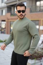 Erkek Selanik Örme Bisiklet Yaka Triko - Görsel 2