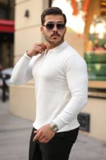 Erkek Pirinç Desenli Uzun Kollu Yakalı Triko - Görsel 2