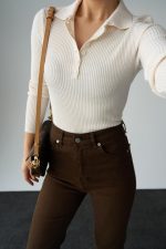 Polo Yaka 6 Düğmeli Kazak - Krem - Görsel 3