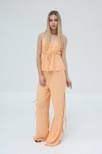 Fiyonklu Bluz Takım - Kavuniçi - Görsel 3