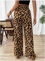 Kadın Süprem Kumaş Beli Lastikli Leopar Desen Pantolon - Görsel 3