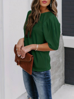 Kadın Kısa Kollu Pileli Balın Kol Bürümcük Bluz - Görsel 3