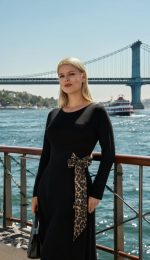 Kadın Bisiklet Yaka Leopar Fiyonk Detay Maxi Boy Elbise - Görsel 2