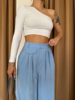 PİLE VE CEP KAPAK DEYALI SALAŞ PANTOLON - Mavi - Görsel 3