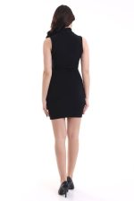 Kadın Asimetrik Yaka Sandy Kumaş Fırsat Ürün Diz Üstü Elbise - Görsel 3