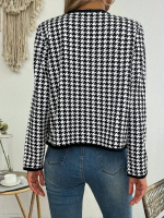 Kadın Uzun Kollu Kaz Ayağı Desenli şardonlu Dalgıç Ceket - Görsel 2