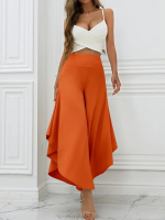 Kadın Yüksek Belli Geniş Paçalı Yanlardan Açık Sandy Pantolon - Görsel 2