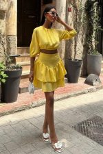 Crop Bluz Ve Kat Kat Etekli Takım 10207 - Görsel 3