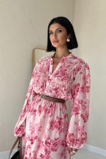 Pembe Biye Detaylı Elbise - Görsel 3