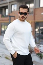 Erkek Selanik Örme Bisiklet Yaka Triko - Görsel 2