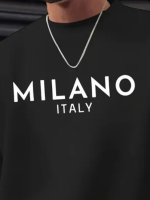 Erkek Uzun Kollu Bisiklet Yaka Milano Yazılı Iki Iplik Bluz - Görsel 2