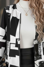 Kadın Uzun Kollu önü Açık Desenli Modal Kısa Ceket - Görsel 3