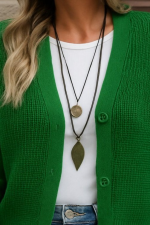 Kadın Uzun Kollu Düğme Detay Triko Hırka - Görsel 2