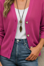 Kadın Uzun Kollu Düğme Detay Triko Bluz - Görsel 2