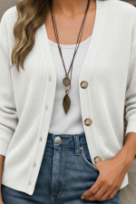 Düğme Detay Triko Bluz - Görsel 2