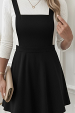 Kadın Askılı Sırttan çapraz Detaylı Kısa Kiloş Kadife Mini Elbise - Görsel 2