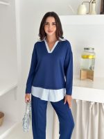 Polo Yaka Gömlekl Detay Salaş Balon Pantolunlu ıkılı Takım - Görsel 2