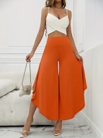 Kadın Yüksek Belli Geniş Paçalı Yanlardan Açık Sandy Pantolon - Görsel 3