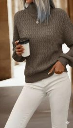 Kadın Uzun Kollu Balıkçı Yaka Triko Bluz - Görsel 2