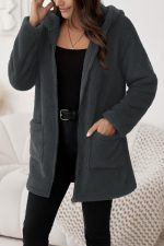 Kadın Uzun Kollu Kapşonlu önden Fermuarlı Cepli Welsoft Ceket