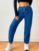 Kadın Beli Kordonlu Viskon Iki Iplik Kumaş Eşofman - Görsel 2