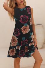 Kadın Kolsuz Sırttan Bağlamalı Fırfırlı Leopar Desenli Süprem Elbise - Görsel 3