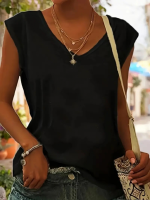 Kadın Kısa Kollu V Yakalı Viskon Bluz - Görsel 3