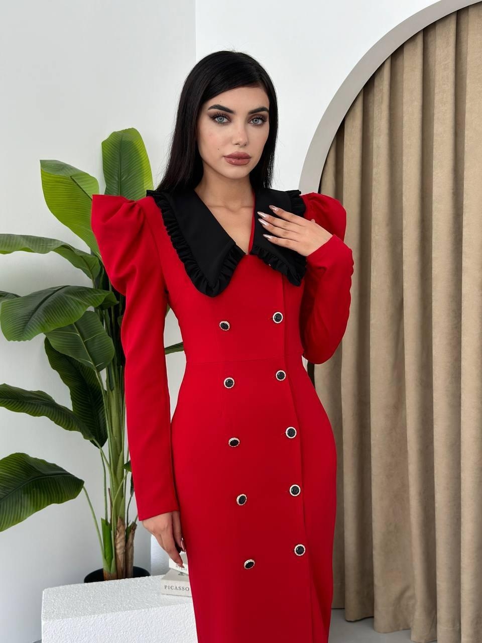 1af015ddb731a2244a88 Palmas Geniş Yakalı Elbise - Görsel 1