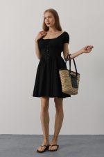 Beli Korseli Mini Elbise - Siyah