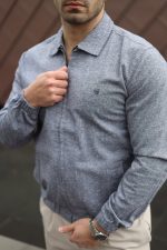 Erkek Pamuklu Keten Kumaş Ceket - Görsel 2