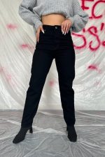 Siyah Boru Paça Jeans Pantolon - Görsel 2