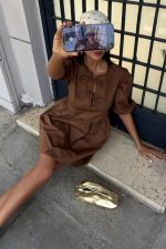 Önü Fiyonk Bağlamalı Ve Balon Kollu Elbise 2893 - Görsel 2