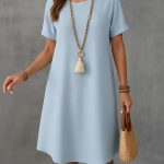 Kadın Kısa Kollu Kayık Yaka Bürümcük Elbise - Görsel 3