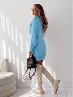 Kadın Kanguru Cep Kapüşonlu Iki Iplik Tunik Elbise - Görsel 2