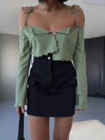 GABARDİN KISA ETEK CEP DETAYLI - Siyah - Görsel 2