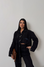 DENİM PUNTOLU GÖMLEK-PANTOLON TAKIM - Mavi - Görsel 3