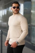 Erkek Yarım Balıkçı Yaka Fitilli Triko - Görsel 2