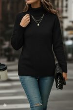 Kadın Uzun Kollu Balıkçı Yaka Triko Bluz - Görsel 3