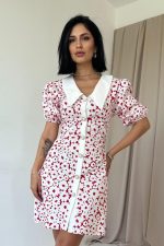 Fuşya Önlük Yakalı Poplin Elbise - Görsel 2