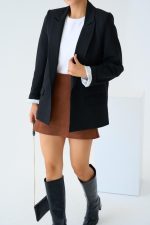 Astarı Çizgili Ceket - Siyah - Görsel 2