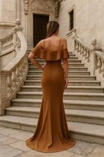 Kadın Dalgıç Krep Yırtmaç Detaylı Askılı Maxi Boy Elbise - Görsel 2