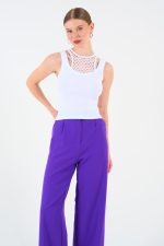 İçi Dantelli Kaşkorse Atlet - Beyaz - Görsel 2