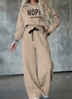 Kadın Uzun Kollu Nope Baskılı Beli Ribanalı Ikili Takım - Görsel 2