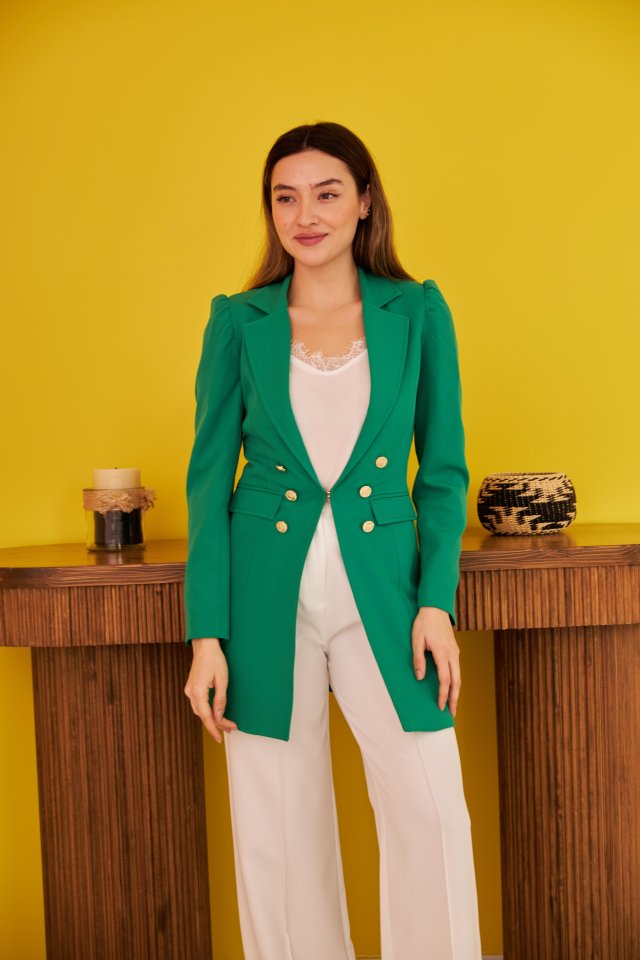23c8d9af08e7be3c20e0 Yeşil Blazer Düğmeli Ceket - Görsel 1